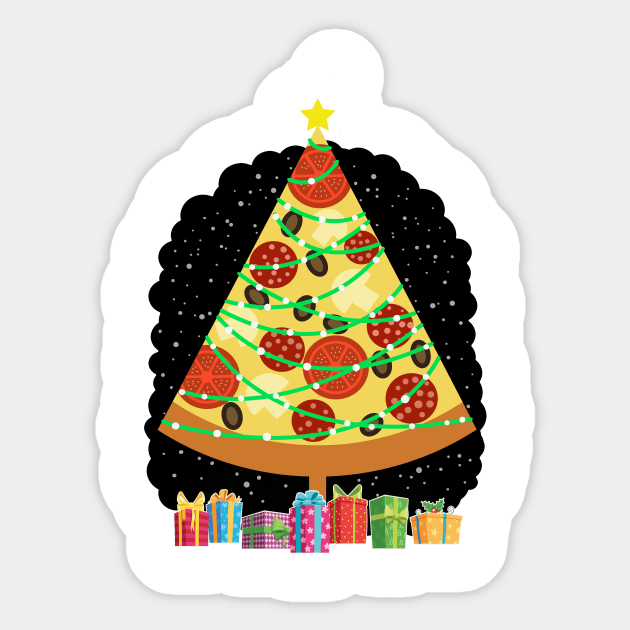 Pizza Christmas Tree Sticker by PalmGallery